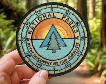 Reispatch, nationaal park kamperen, kamperen, outdoor, reizen, bergen, kampleven, bospatch, avonturenpatch - P004