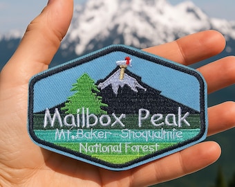 Patch National Park Mailbox Peak, geborduurde badge bergwandelen, opstrijkbare avonturenpatch, reispatch Wanderer Explorer - P032
