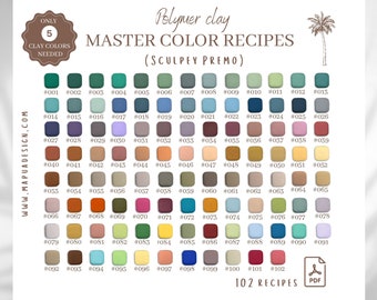 LIMITED SALES PRICE!!! Polymer Clay Color Recipes | Sculpey Premo | Polymer Clay Color Mixing | Polymer Clay Tutorial | Instant Download |