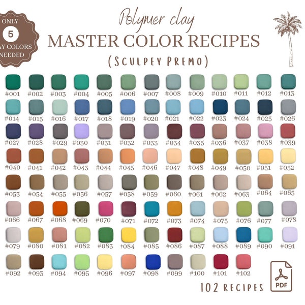 LIMITED SALES PRICE!!! Polymer Clay Color Recipes | Sculpey Premo | Polymer Clay Color Mixing | Polymer Clay Tutorial | Instant Download |