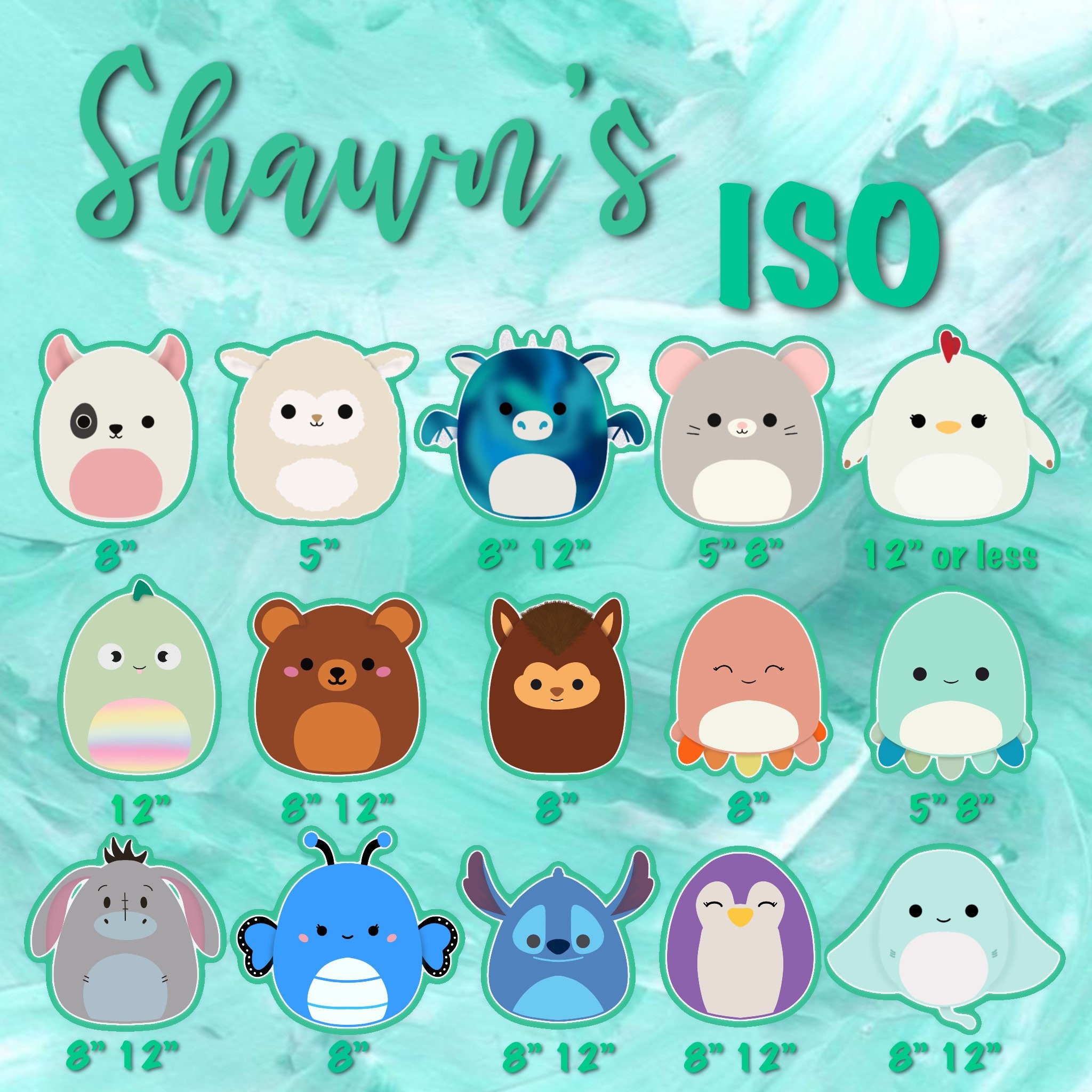 CUSTOM Squishmallows ISO/DISO list digital pdf download Etsy