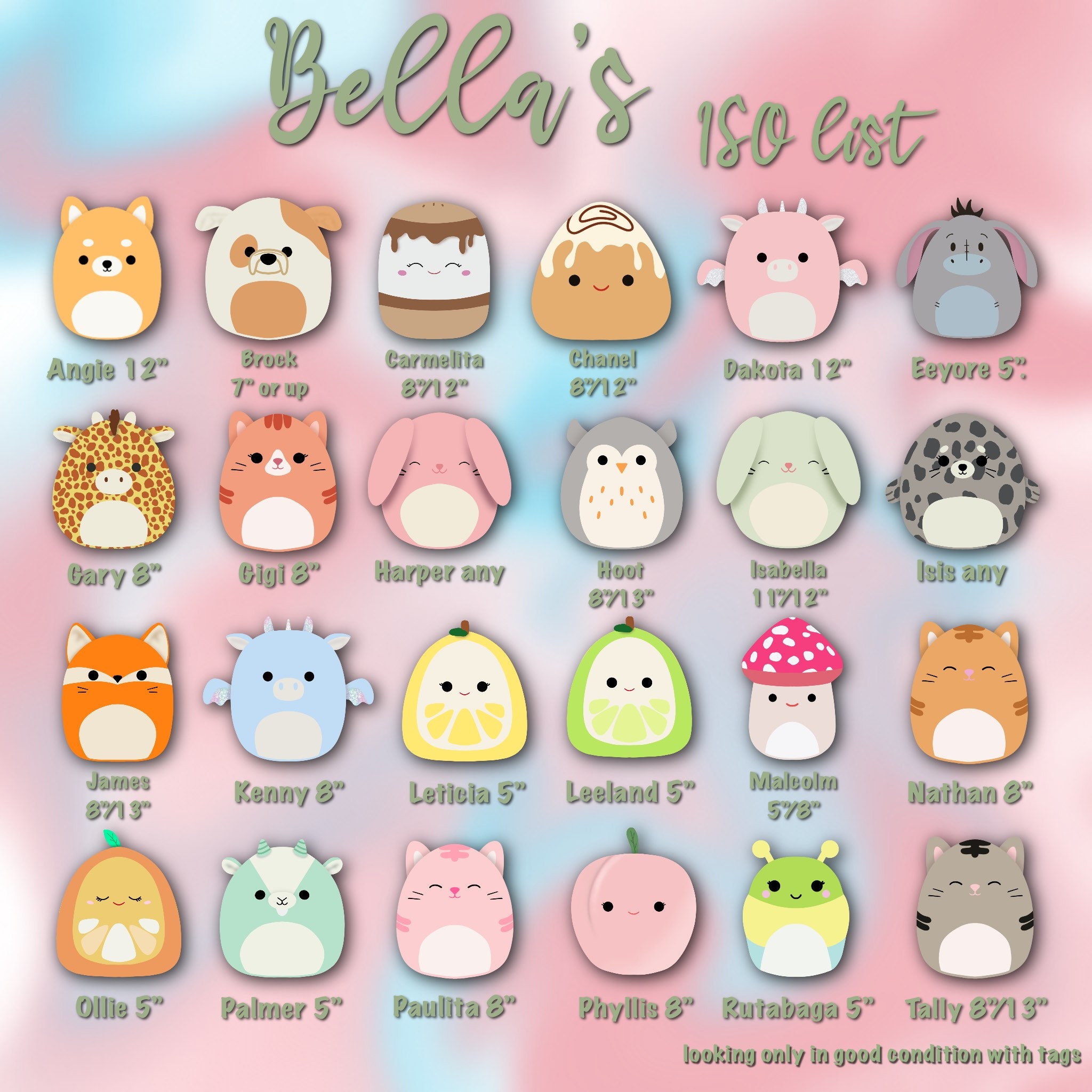 Squishmallow Sizes And Prices Chart