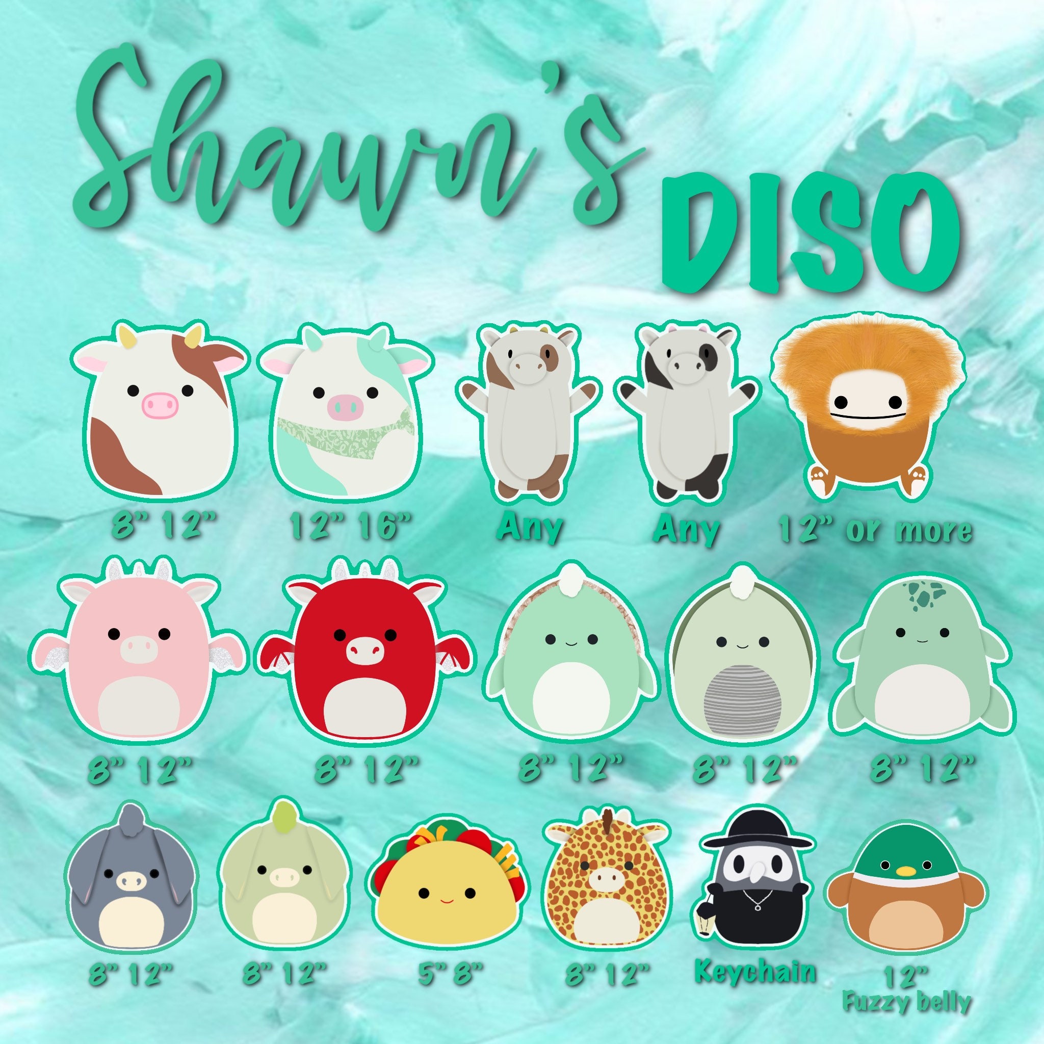 CUSTOM Squishmallows ISO/DISO list digital pdf download Etsy