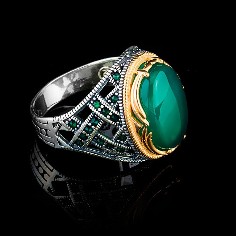 mens ring,Mens Ring,green agate,mens rings,mens gift,father gift turkish jewelry,handmade jewelry, mens gift men jewelry