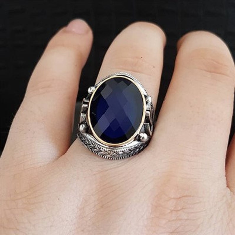 turkish jewelryhandmade jewelry, mens ring,blue topaz rings,mens gift,father gift mens gift men jewelry