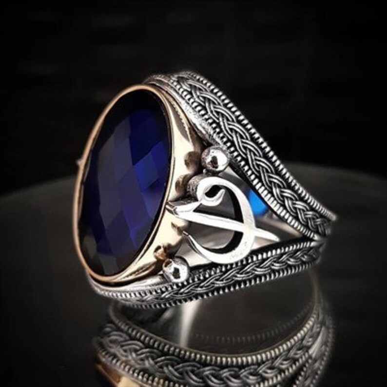 turkish jewelryhandmade jewelry, mens ring,blue topaz rings,mens gift,father gift mens gift men jewelry