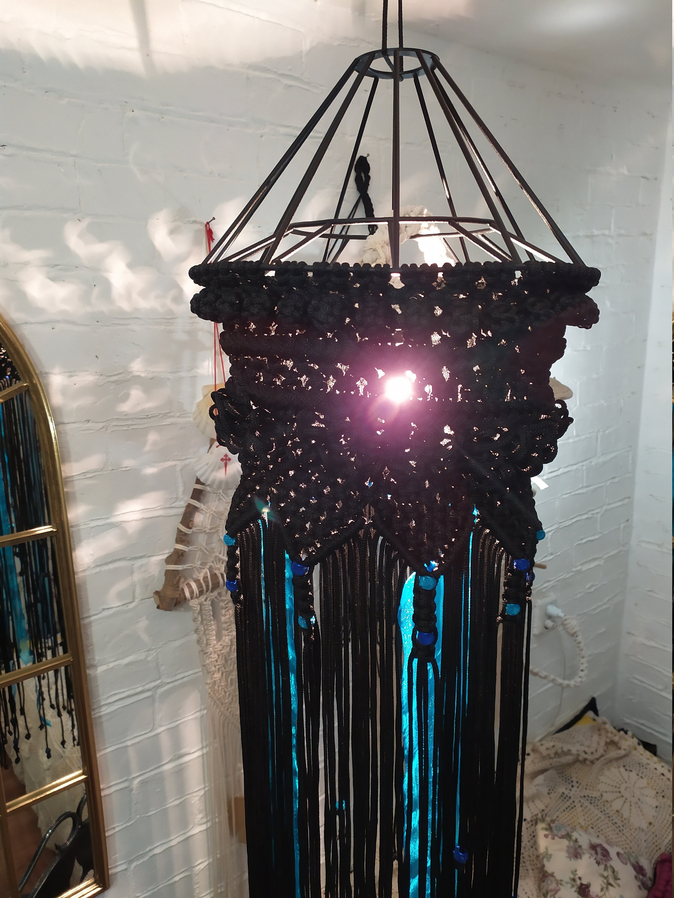 Boho Hanging Pendant Light Chandelier Lampshade Bohemian Etsy UK