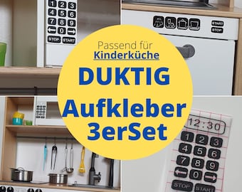 3er Set Aufkleber/Sticker Kinderküche passend für IKEA Kinderküche DUKTIG 3er Set: Mikrowellen, Backofen und Spülmaschinen Aufkleber