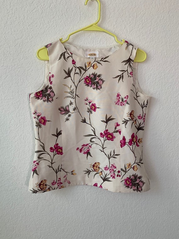 Two Piece Vintage Silk Flora Talbots Pants and Top