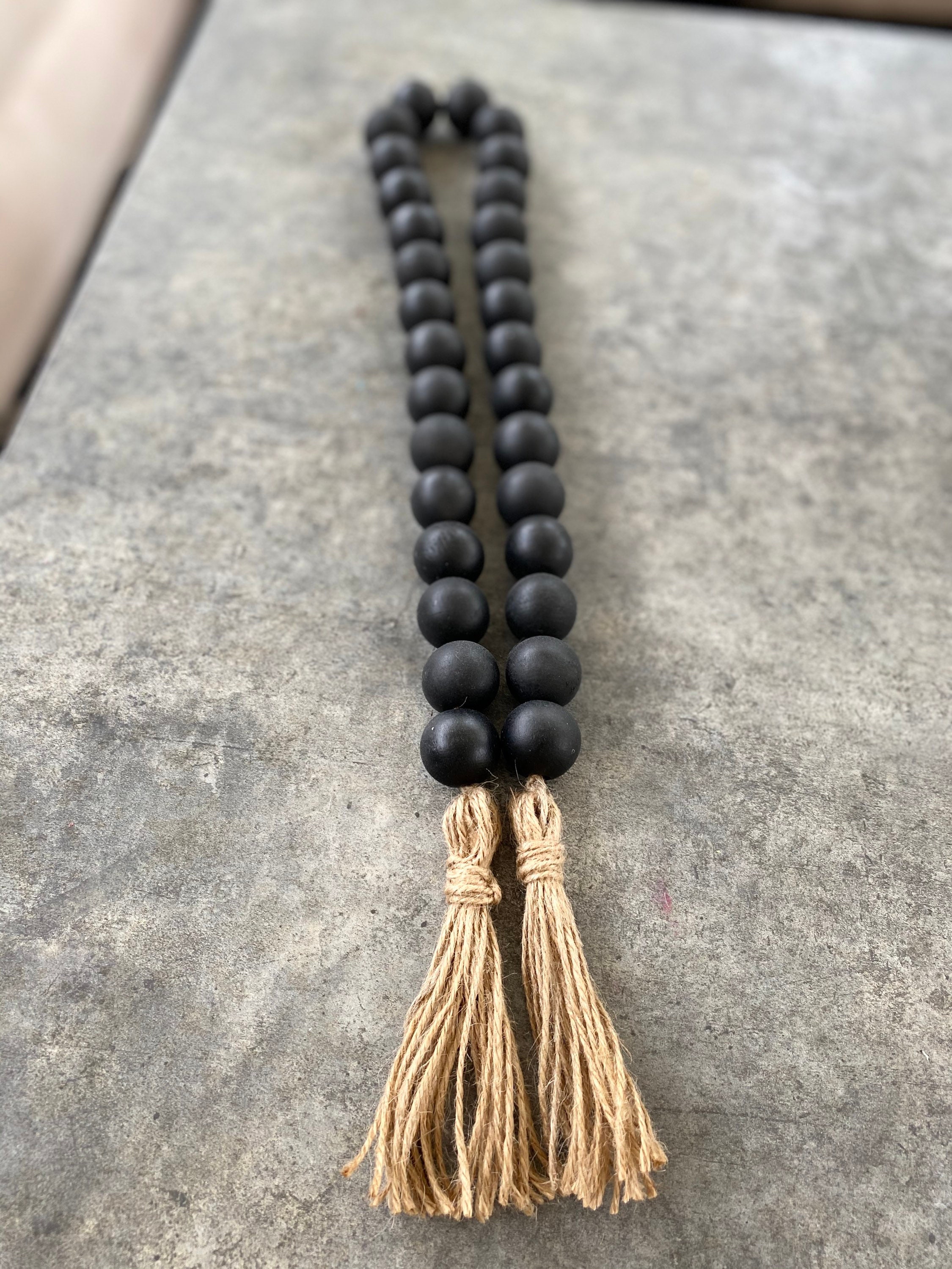 Brass oak & black berries beads garland