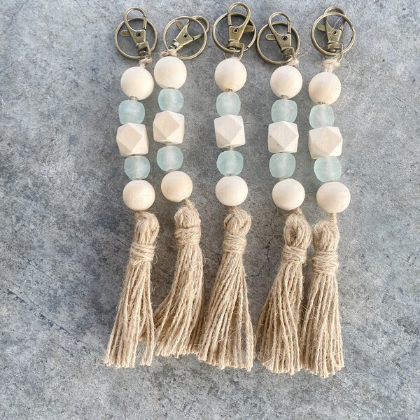 Glass Bead Keychain Etsy