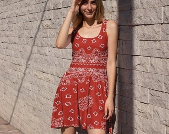 red bandana wedding dress
