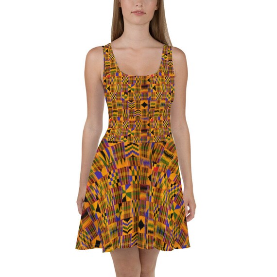 african print skater dress