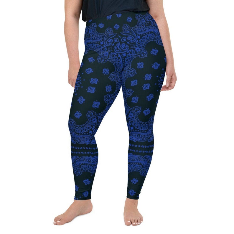Black/blue Bandana Plus Size Leggings 