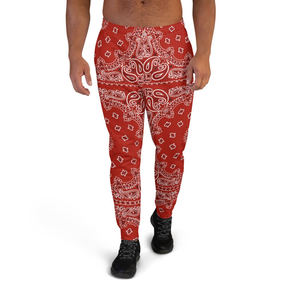 Red Bandana Men's Joggers Etsy