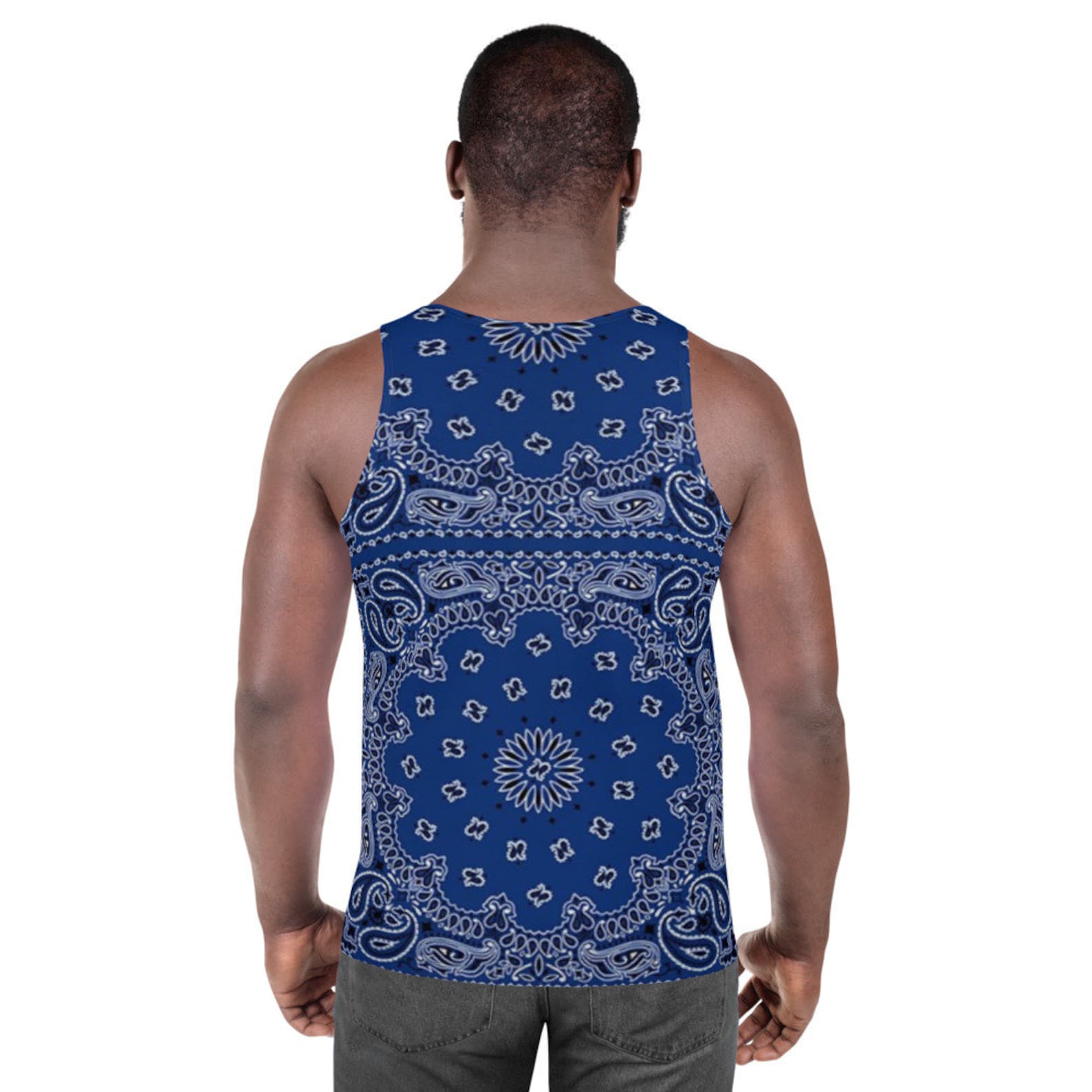 Blue Bandana Unisex Tank Top Etsy