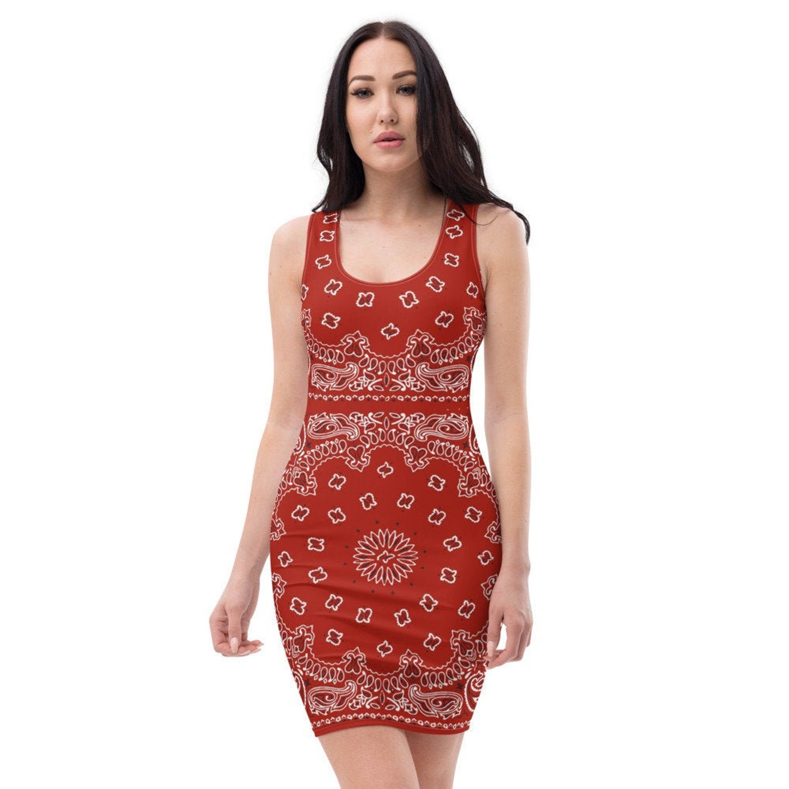 Red Bandana BodyCon Dress Etsy