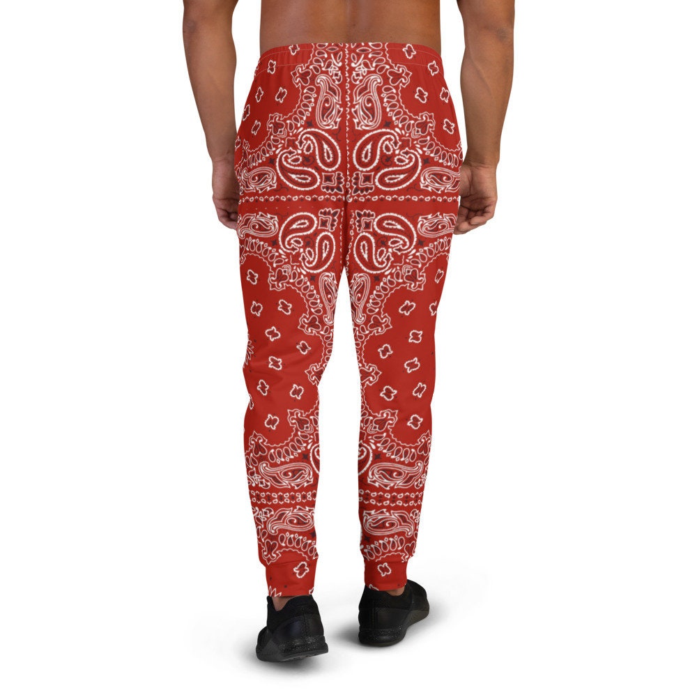 Red Bandana Men's Joggers Etsy