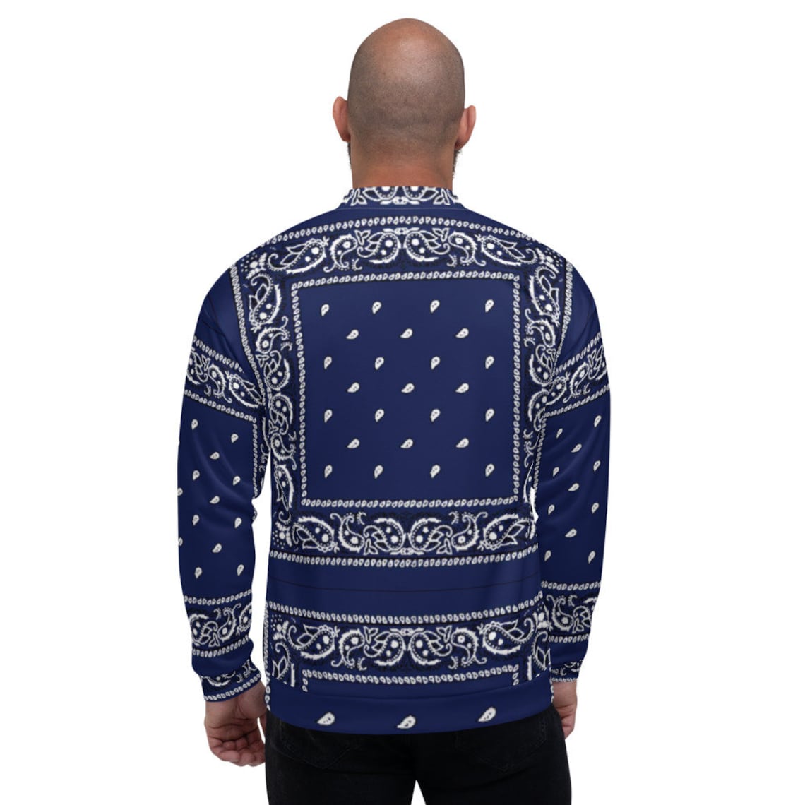 Blue Bandana Unisex Bomber Jacket Etsy