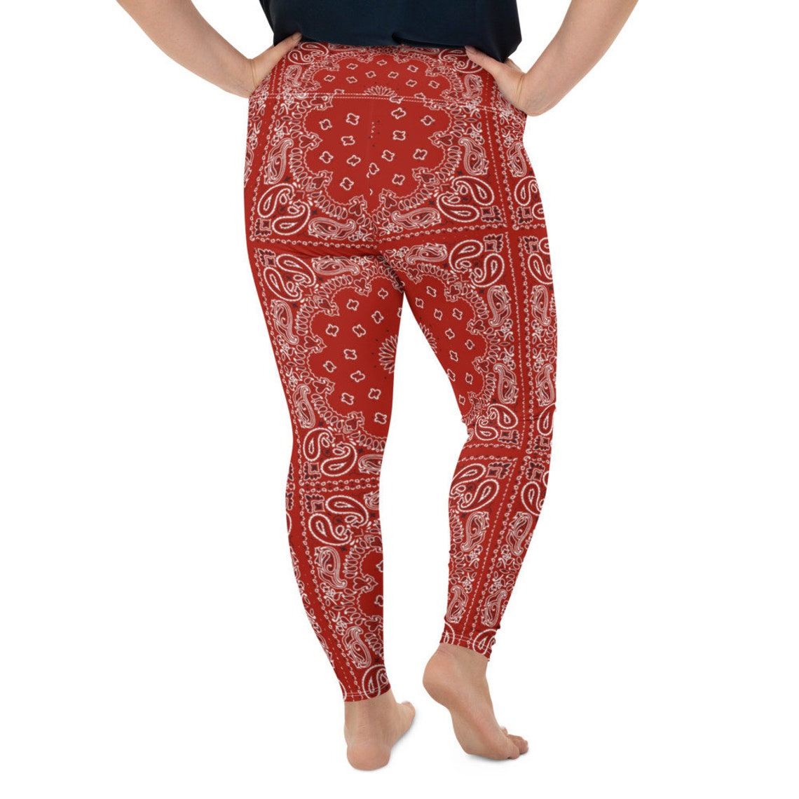 Red Bandana Plus Size Leggings Etsy