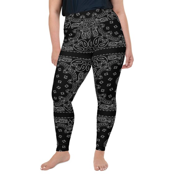 Black Bandana Plus Size Leggings Etsy