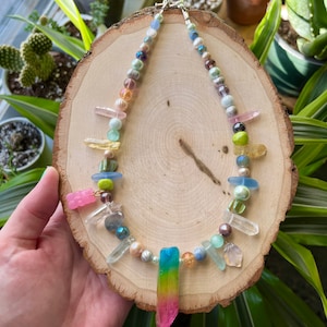 Dreamsicle Aqua Aura Quartz Crystal Necklace