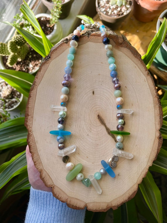 aqua beaded necklace