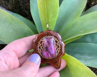 Purple Mohave Turquoise Pinecone Pendant - Small