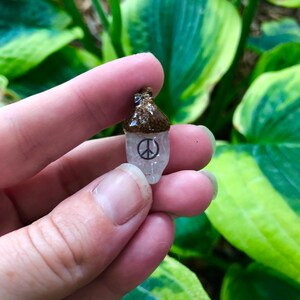 Quartz Peace Sign Mini Acorn Pendant