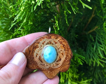 Larimar Pinecone Pendant - Small