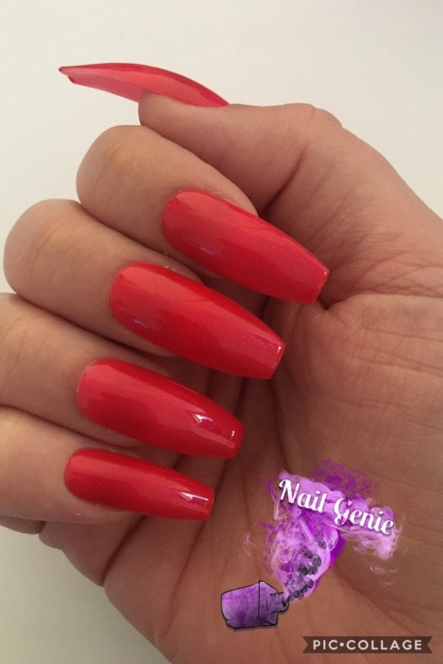 Blood Red Hand Painted Press On Nails Long Coffin Ballerina Etsy Blood Red Hand Painted Press On Nails Long Coffin Ballerina Etsy