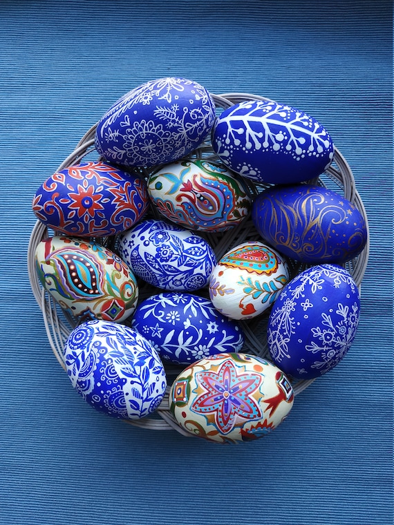 Easter Decorations Easter Gifts Set Hand Painted  Wooden Egg Easter Eggs Pysanka Egg Lacquered