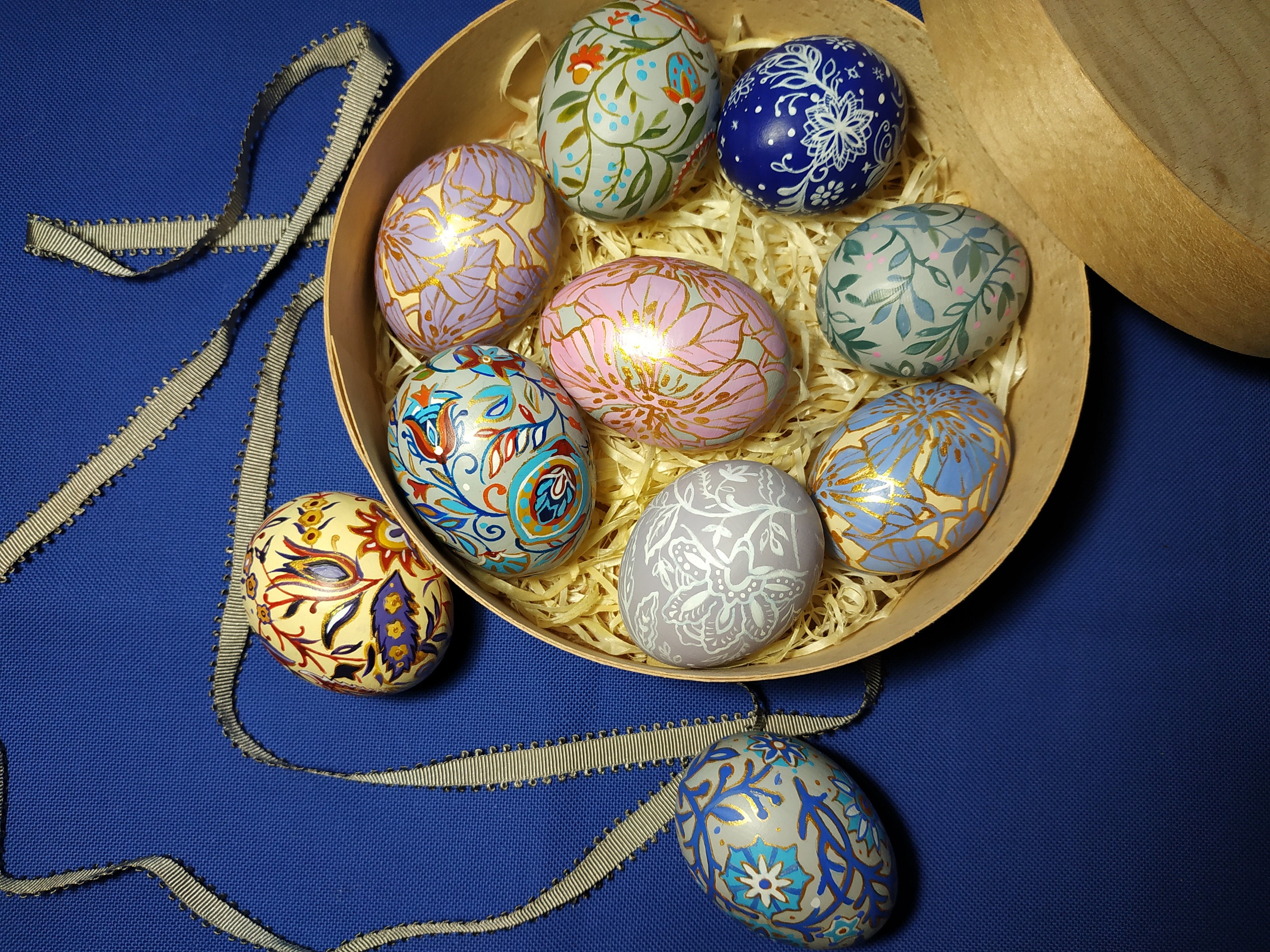 Easter Eggs Hand Painted Wooden Egg Easter Decorations Etsy