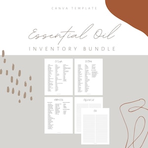EDITABLE Essential Oil Inventory Canva Template Bundle, Printable, Planner, Journal