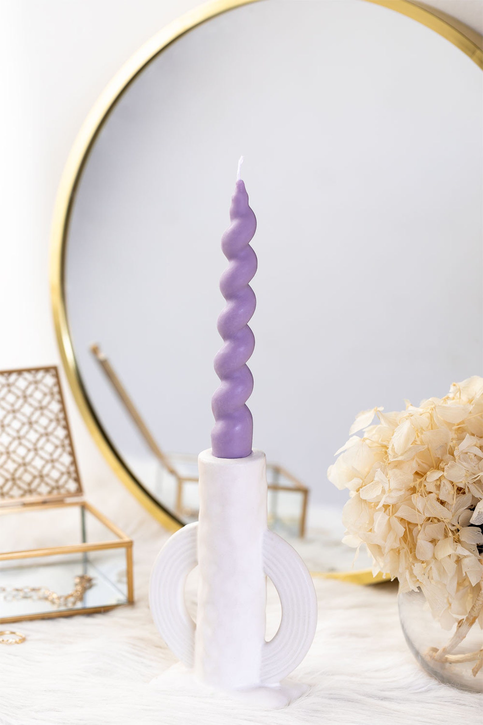 Twist 2 Taper Candle 100 Beeswax, Spiral Taper Candles, Unique Candles