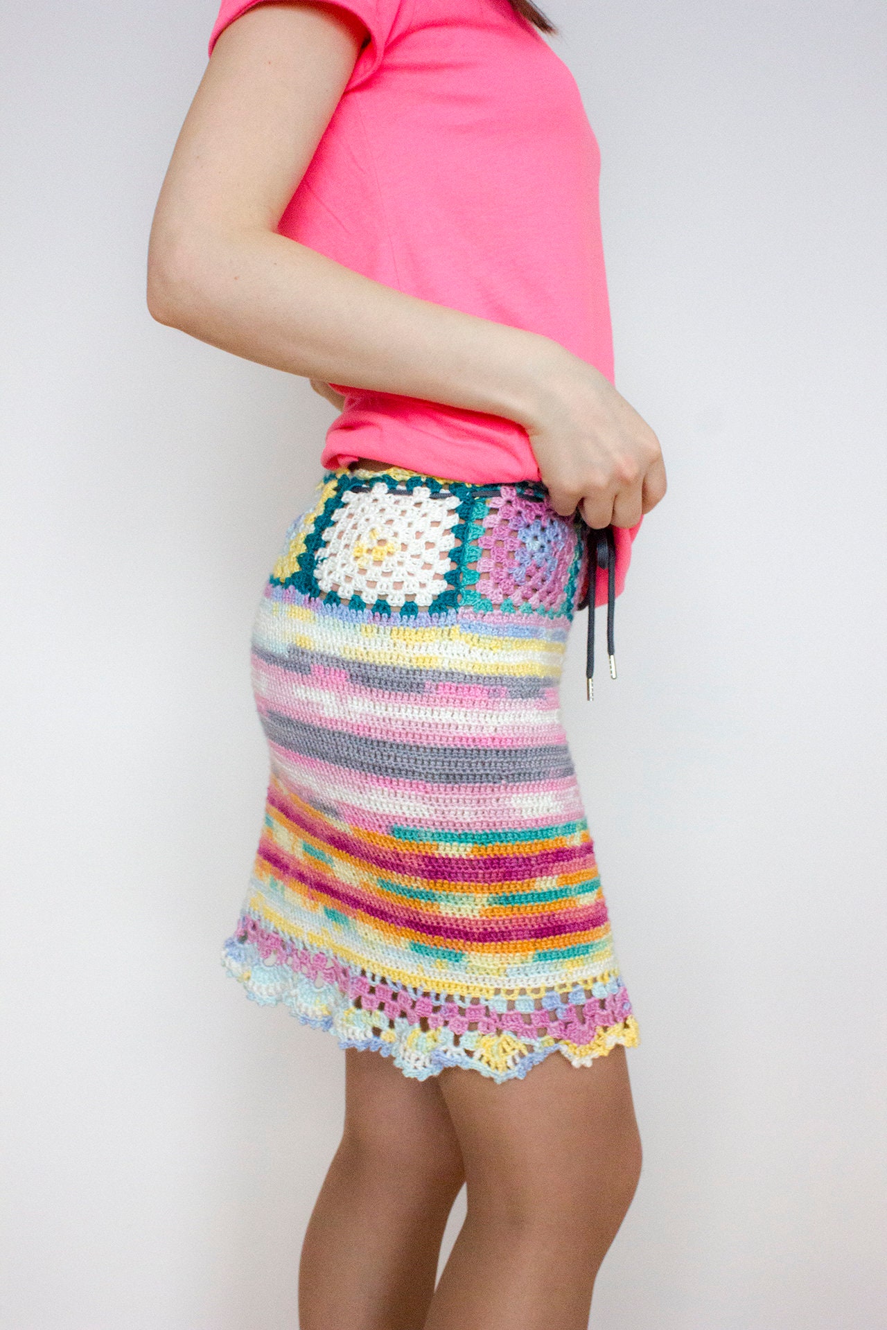 Women's SkirtCrochet mini skirt Striped Skirt Crochet | Etsy