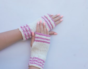 Knit hand warmers,Wool wrist arm warmers,gift for girlfriend,Handmade gloves,winter knitted fingerless, wool gloves mittens,Christmas gifts