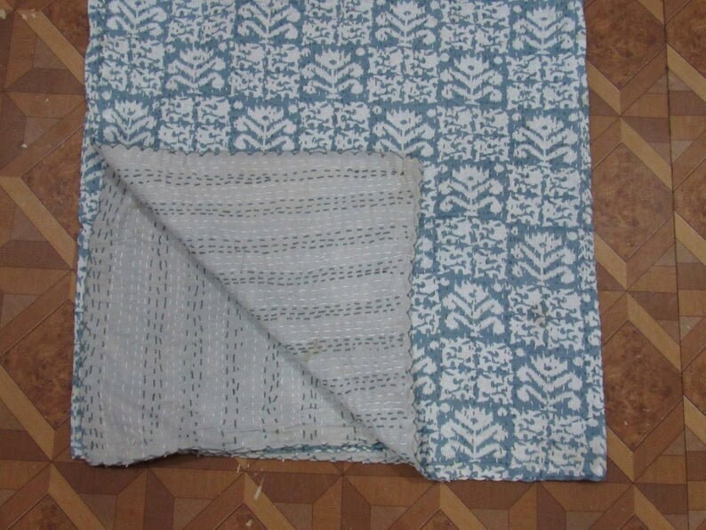 100/% cotton Handblock Kantha Quilt Home Decor Handmade Kantha Quilt Kantha Bedspread Indian Kantha Throw Indian Cotton Kantha Quilts Gift