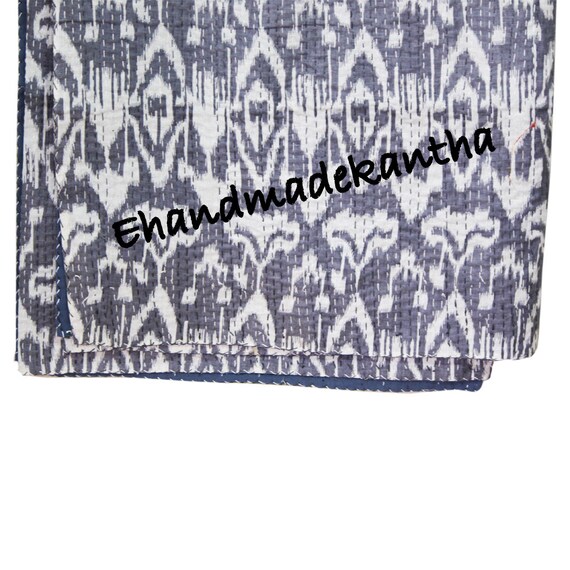 Ikat Blanket Throw ikat Kantha Quilt Bedding Ikat throw Ikat Quilt in Black