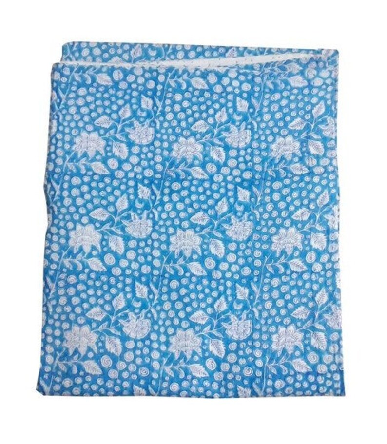 Twin Size Hand Block Print Kantha Quilt Green Ajrakh Blanket Sari Throw Gudri