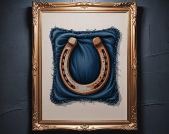 Rustic Horseshoe Wall Art, Printable Western Decor Poster, Lucky Farmhouse Print