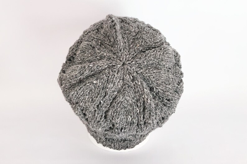 Hat Gray Chevron Hat Grey Heather winter Hat hand knitted Hat