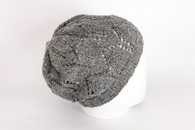 Hat Gray Chevron Hat Grey Heather winter Hat hand knitted Hat