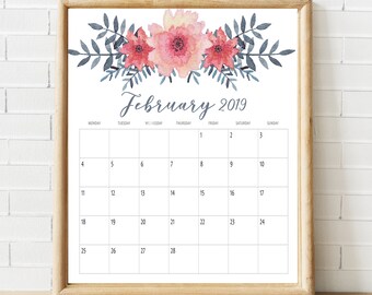 february calendar etsy calendar 2019 february