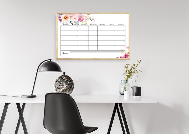 large-blank-wall-calendar-2019-horizontal-printable-blank-etsy