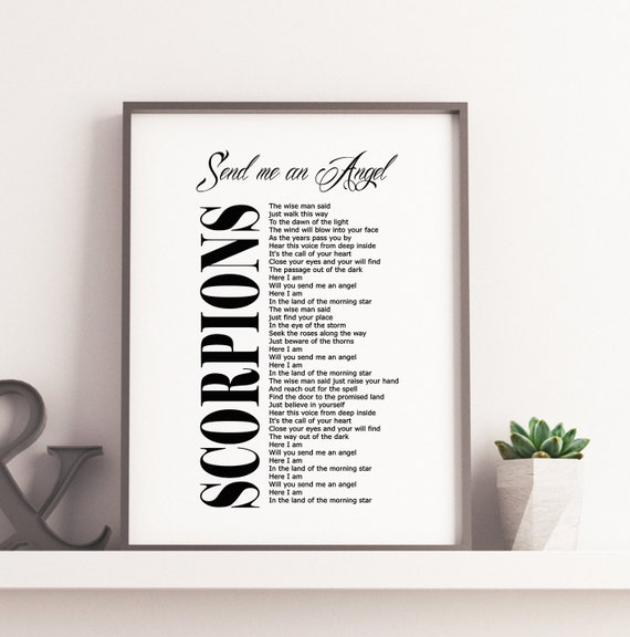 Scorpions Lyrics Printable Send Me An Angel Lyrics Printable Etsy