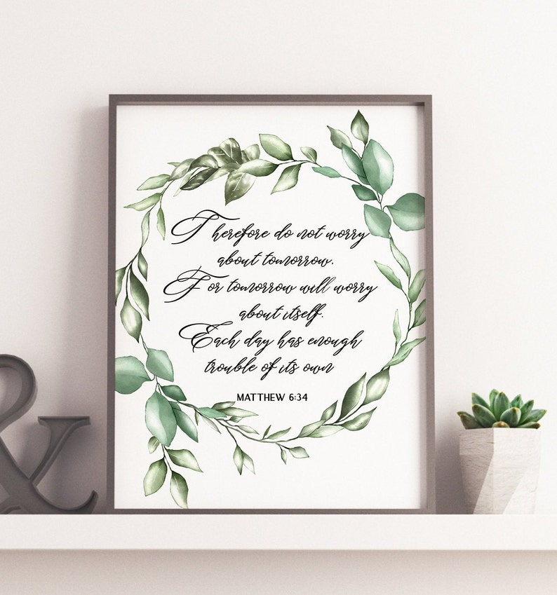 Bible Verse Wall Art Christian Printable greenery wreath Etsy