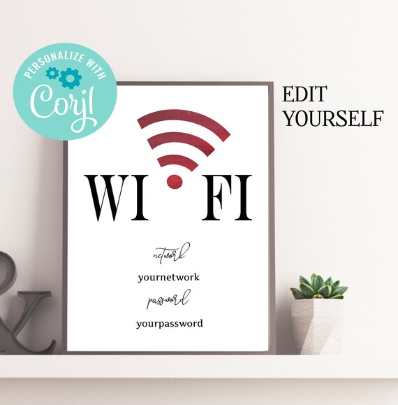 Wifi sign Printable / Wi-fi sign digital / Wifi network /Wi-fi | Etsy
