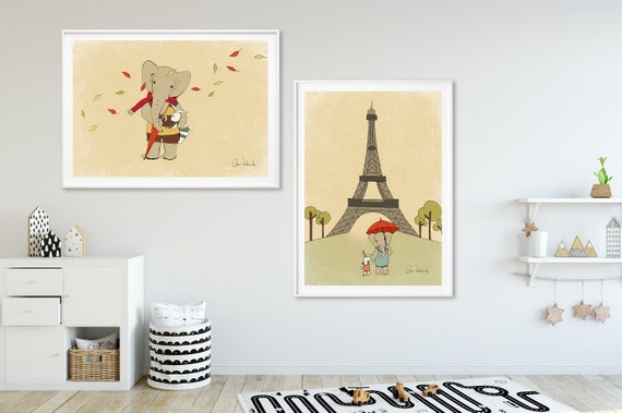 Colorful Nursery Art Paris Nursery Decor Eiffel Tower Etsy
