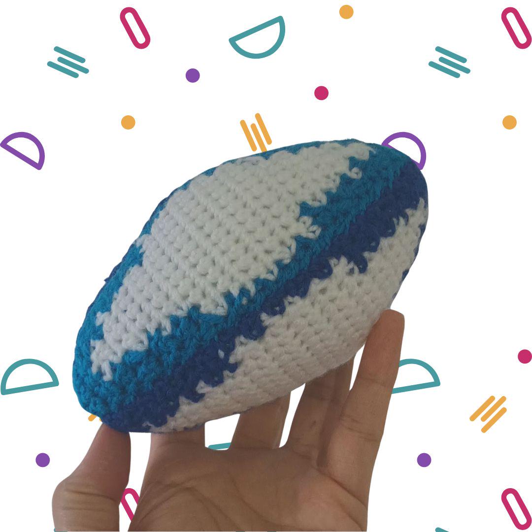 Hand Made Rugby Baby Rugby Ball ... Handmade Crochet Sports Ball ... Soft Toy - With or ...